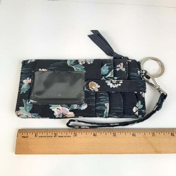 🔥Vera Bradley Navy Blue Garden Ultimate 7" Card Case Wallet With Wrist Strap - Picture 2 of 7